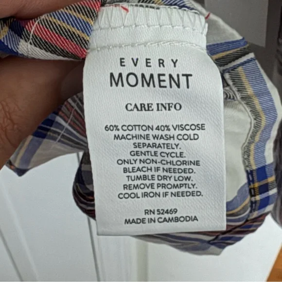 Every Moment Women's L Plaid Popover Blouse Tunic Relaxed Fit Boho Shirt Top - Picture 12 of 12